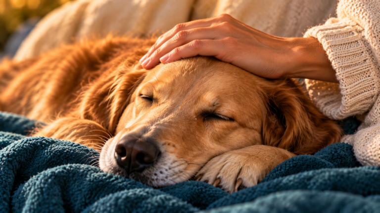 personne avec un chien sur les genoux
